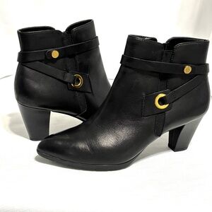 Anne Klein Black Leather Ankle Boots Women 10